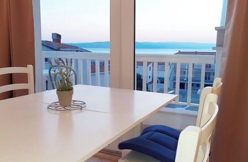 Baska Voda Apartment | Fantastic large covered sea view terrace - 3 min. walk to beach and center