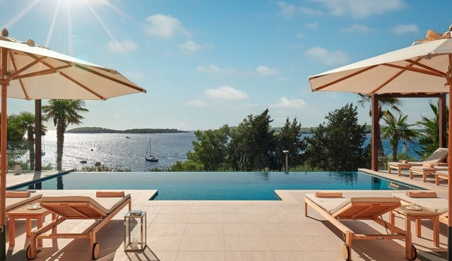 Luxury Villa Hvar Deluxe Palace I with private heated pool and sauna by the beach at island of Hvar