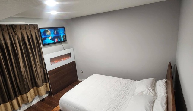 Modern private suite w/modern bar, cozy washroom and bedroom -no stairs, BBQ in Edmonton